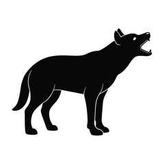 Howling Wolf Silhouette Facing the Wind