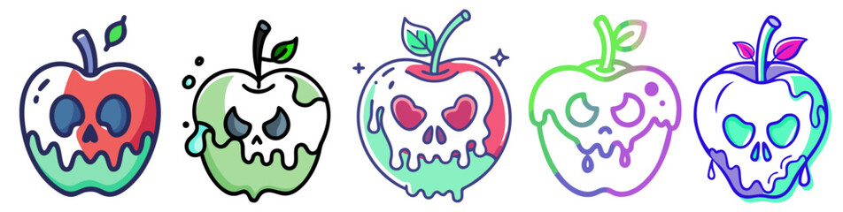 Set of Poison Apples –  Vector Illustrations of Fairytale Fantasy Themed Poison Apple 
