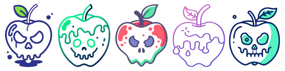 Set of Poison Apples –  Vector Illustrations of Fairytale Fantasy Themed Poison Apple 
