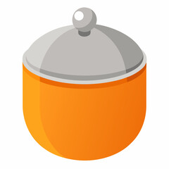 new yellow color silver lid food pot vector icon on white background