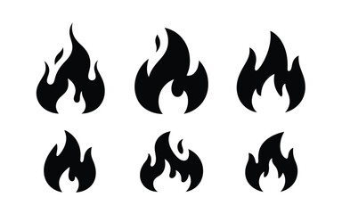 Vector art of Collection of flame icons isolated on white background