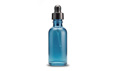 Gold-capped matte glass dropper bottle on transparent background, minimalist mockup element for high-end cosmetic branding, beauty product labels, and promotional use

