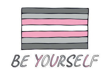 Colorful Demigirl pride flag Happy pride day LGBTQ community Pride Month Vector hand drawn doodle for posters, stickers, logo, cards