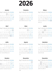 Calendário de Bolso 2026 - PT	
