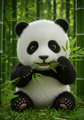 Fototapeta premium giant panda eating bamboo