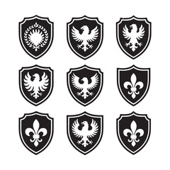 Collection of Elegant Black and White Heraldic Shields