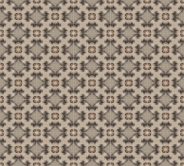 Seamless vintage vector pattern with dark brown geometric flowers and pastel green accents, ideal for classic textiles, wallpapers, and sophisticated designs.

