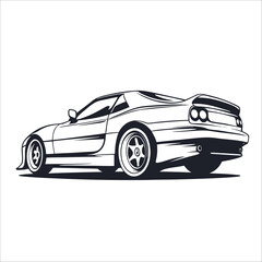 black and white silhouette of sports car 