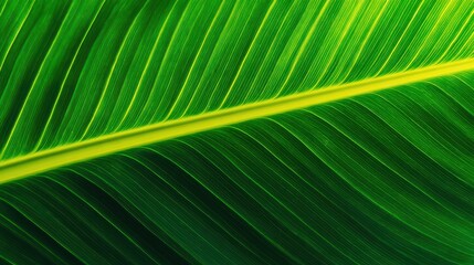 Close-up of a vibrant green leaf showcasing intricate vein patterns and natural textures