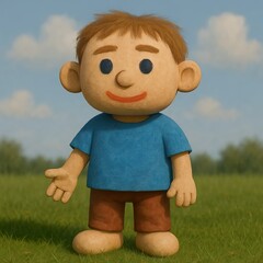 Cartoon characters childrens, Blonde Boy with Spiky Hair and Overalls.