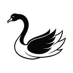 Obraz premium silhouette-balck-white-winged-swan