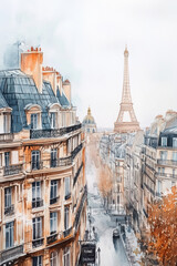 Fototapeta premium paris watercolor cityscape eiffel background parisian