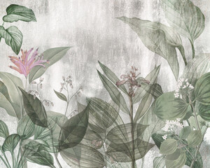 vintage grunge background with leaves