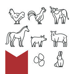 Farm animals icons set