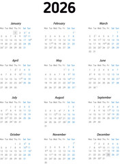 Pocket Calendar 2026 - english	