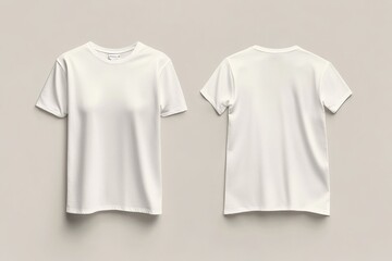 Blank white t-shirt mockup, front and back views