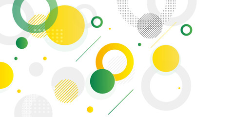 Green and yellow circle banner background. Vector abstract graphic design banner pattern background template.