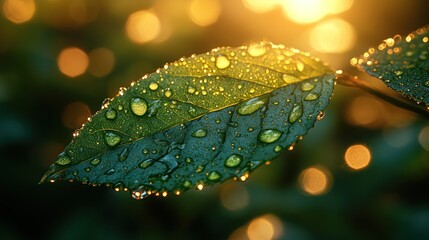 water drops on leaf