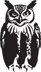Owl silhouette vector black and white icon on white background