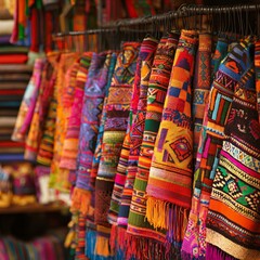 Vibrant traditional market scene featuring colorful textiles cultural hub photostock image lively environment close-up viewpoint rich heritage