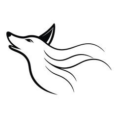  silhouette-line-art-howling-coyote-head-with-a-wind