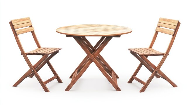 Wooden bistro table and two chairs