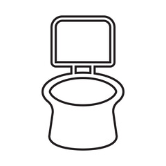 Toilet cleaning bowl black line icon. Bathroom cleaning. Restroom or bathroom symbol or logo. Vector toilets man or woman urinate to cleanup. Toilet equipment. Vector Illustration.