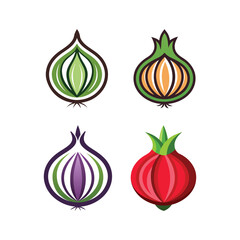A set of an onion with a white background