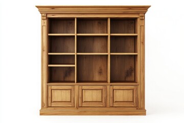 Wooden Wardrobe With Shelves isolated on white background 