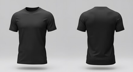 Black and white cotton textile blank t-shirt design template for men's casual wear