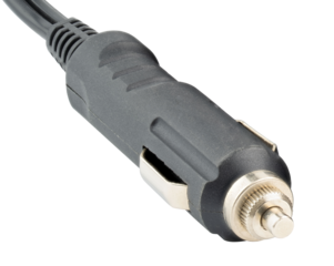 Car cigarette lighter plug. 12V DC power socket plug. Standard 12 volt connector used in vehicles to power various accessories such as inverters, phone chargers, air compressors, GPS devices