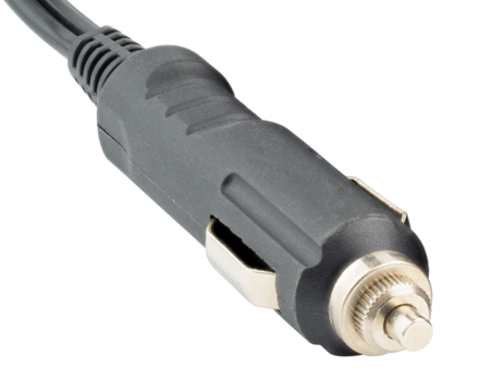 Car cigarette lighter plug. 12V DC power socket plug. Standard 12 volt connector used in vehicles to power various accessories such as inverters, phone chargers, air compressors, GPS devices