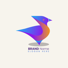 modern abstract bird logo design with gradient colors, perfect for creative branding, tech startups, or digital agencies