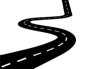 Fototapeta premium Winding curves or curvy road. Isolated on transparent background. Winding or twisting road from top view. Bending roads and highways . Vector illustration