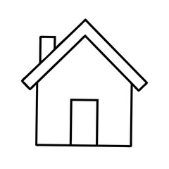 Simple black line drawing of a house icon