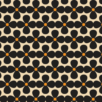  abstract black and orange colour outline rounded rectangle flower puker and boult pattern can be used for background , textile and others.