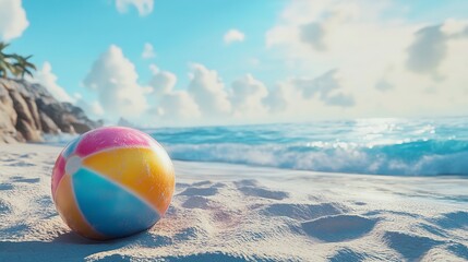 Obraz premium Colorful Beach Ball on White – 8K Realistic Lighting Highly Detailed 