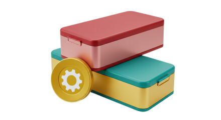 Isolated Lunch Boxes with Gear