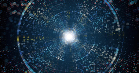 Abstract tunnel with particles and lights background