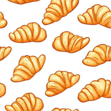 paris pattern croissants illustration seamless questionable