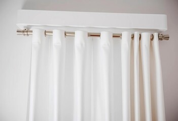 Sleek white cornice with metallic plastic curtain rod  Perfect for modern interiors,  plastic,   interior