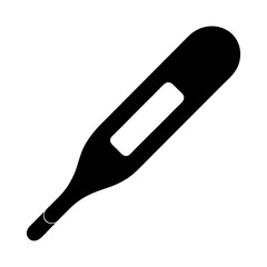 Simple Black and White Medical Thermometer Illustration for Health Monitoring