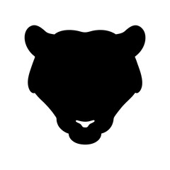 Minimalist black silhouette of a majestic tiger or panther head