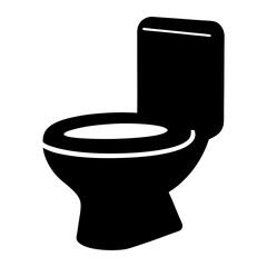 Stylized black and white toilet icon for use in washroom signs