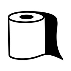 Simple black and white graphic illustration of a roll of toilet paper