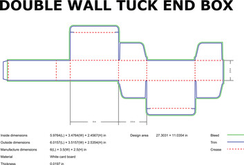 Double wall tuck end box packaging template die cut design