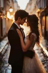 paris portrait couple sunset man woman