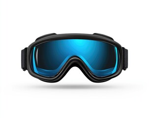 Black ski goggles with blue mirrored lenses (1)