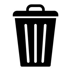 Black silhouette of a trash can with a lid and handle.