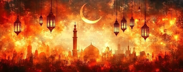 Festive Cityscape, Ramadan Night